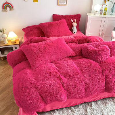 Colore Modello massello Tipo lussuoso Shaggy Mink caldo velluto cristallo Letto per inverno