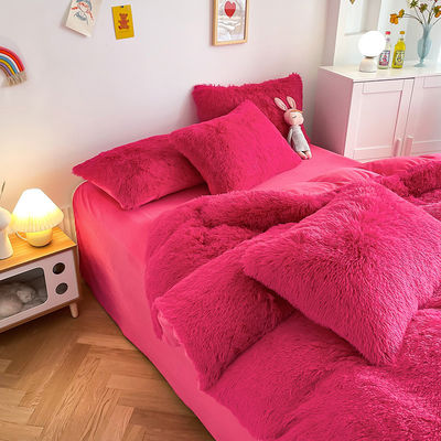 Colore Modello massello Tipo lussuoso Shaggy Mink caldo velluto cristallo Letto per inverno
