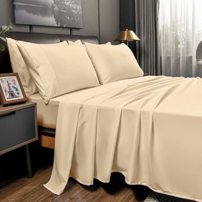 Set di letto morbido sostenibile 1800TC Massiccio cotone egiziano con lenzuola montata 4 pezzi Set di biancheria da letto di coperta