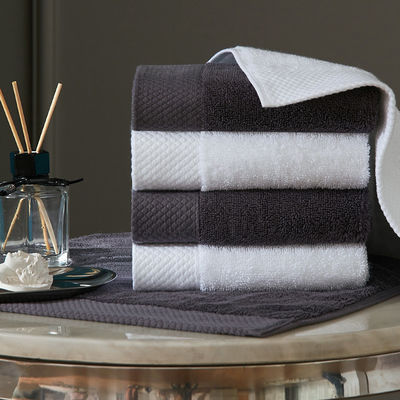 Logo personalizzato Luxury 5 Star Hotel Bianco 100% di cotone Dobby Face Hand Bath Towels Set