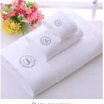 Logo personalizzato Luxury 5 Star Hotel Bianco 100% di cotone Dobby Face Hand Bath Towels Set