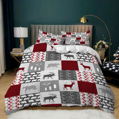 40 Fabric Count Decor di Natale Copertura di copriletto Santa Happy Gift 3D Digital Printing Red Comforter Bed Set