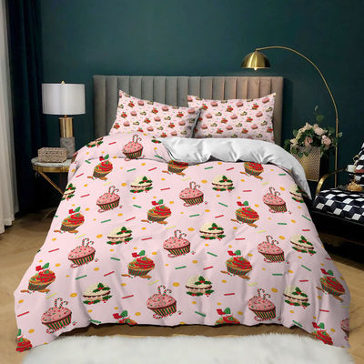 40 Fabric Count Decor di Natale Copertura di copriletto Santa Happy Gift 3D Digital Printing Red Comforter Bed Set