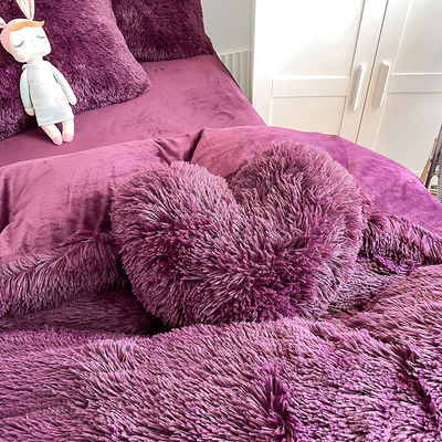 200TC Conteggio dei fili Colore viola lusso Shaggy caldo visone di velluto Letto per inverno