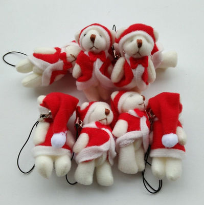 Mini orso a polso di Natale 6cm Plush Toy Teddy Bear Doll Pendente con 6*3*2cm Dimensione