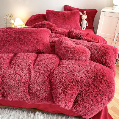 Ins Colore rosso caldo Vernice velluto cristallo biancheria da letto Set per inverno Letto biancheria da letto copertura
