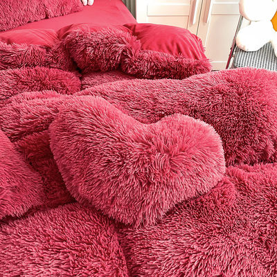 Ins Colore rosso caldo Vernice velluto cristallo biancheria da letto Set per inverno Letto biancheria da letto copertura