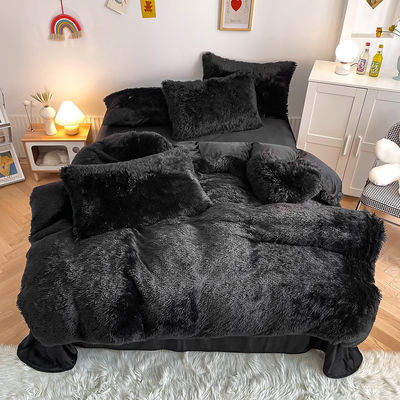 Caldo Vernice di velluto cristallino Lettiere di coperta di copriletto solido Set per inverno Colore nero abbagliante