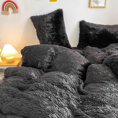 Caldo Vernice di velluto cristallino Lettiere di coperta di copriletto solido Set per inverno Colore nero abbagliante