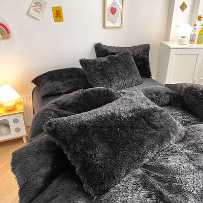 Caldo Vernice di velluto cristallino Lettiere di coperta di copriletto solido Set per inverno Colore nero abbagliante
