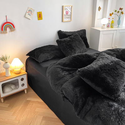Caldo Vernice di velluto cristallino Lettiere di coperta di copriletto solido Set per inverno Colore nero abbagliante