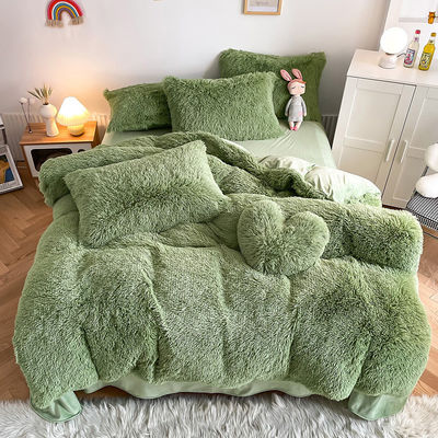 RTS Moss Colore verde lusso pettinato visone caldo velluto cristallo biancheria da letto set per l'inverno