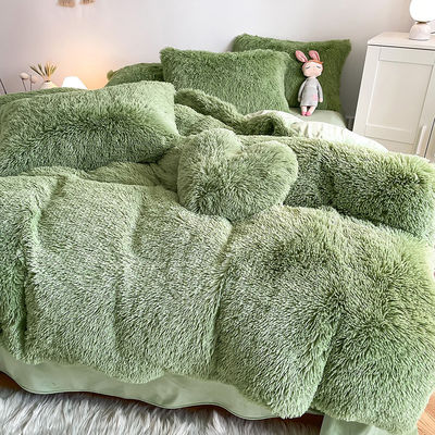 RTS Moss Colore verde lusso pettinato visone caldo velluto cristallo biancheria da letto set per l'inverno