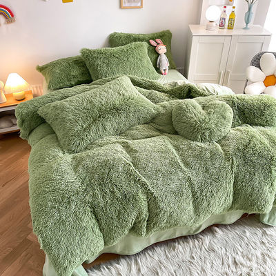 RTS Moss Colore verde lusso pettinato visone caldo velluto cristallo biancheria da letto set per l'inverno