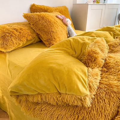 Ins Moss Green Luxury Shaggy Warm Mink Velvet Crystal Bedding Set per biancheria da letto invernale