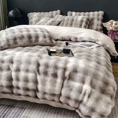 Inverno 2024 Super Soft Ultra Warm Double-Side Mink Rabbit Fur Velvet Fluffy Plush Letto Set 4 pezzi