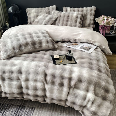 Inverno 2024 Super Soft Ultra Warm Double-Side Mink Rabbit Fur Velvet Fluffy Plush Letto Set 4 pezzi
