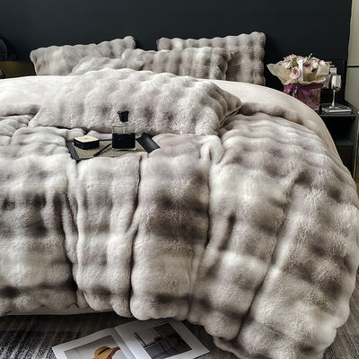 Inverno 2024 Super Soft Ultra Warm Double-Side Mink Rabbit Fur Velvet Fluffy Plush Letto Set 4 pezzi