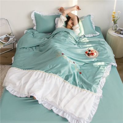 Ricamo di lusso Set di biancheria da letto di seta lavata Quilt Riempito Lenzuola morbida e traspirante 2024