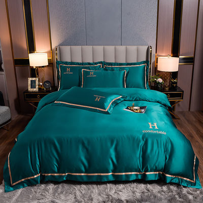 Logo personalizzato Inverno ricamato poliestere lavato biancheria da letto seta seta seta seta per colore solido