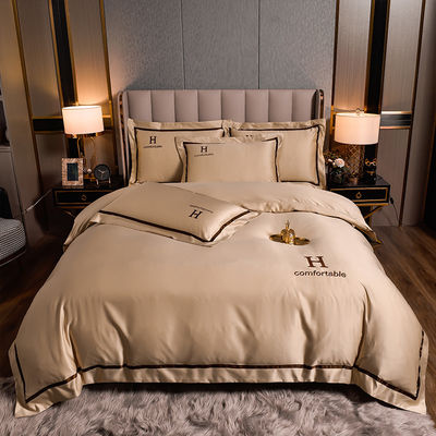 Logo personalizzato Inverno ricamato poliestere lavato biancheria da letto seta seta seta seta per colore solido