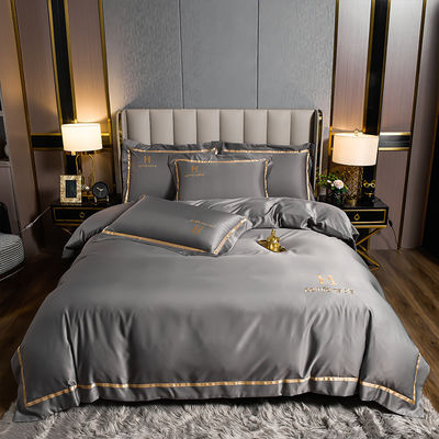 Logo personalizzato Inverno ricamato poliestere lavato biancheria da letto seta seta seta seta per colore solido