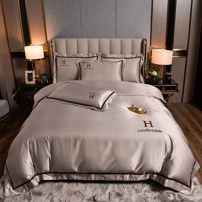 Logo personalizzato Inverno ricamato poliestere lavato biancheria da letto seta seta seta seta per colore solido