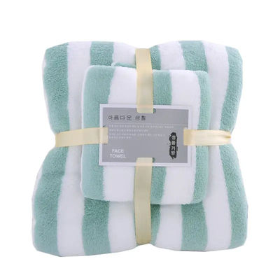 Asciugamano di poliestere Asciugamano da bagno Set a strisce larghe Colorato Spesso Assorbente Asciugamano di velluto di corallo