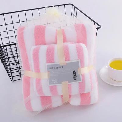 Asciugamano di poliestere Asciugamano da bagno Set a strisce larghe Colorato Spesso Assorbente Asciugamano di velluto di corallo