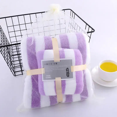 Asciugamano di poliestere Asciugamano da bagno Set a strisce larghe Colorato Spesso Assorbente Asciugamano di velluto di corallo