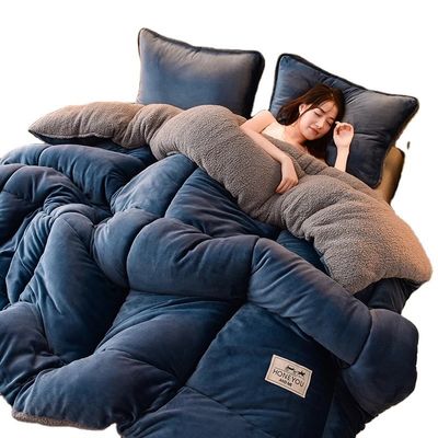 Set di biancheria da letto a misura personalizzata con copriletto di velluto di agnello caldo addensato e logo personalizzato