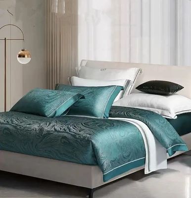 Stampa a schermo rotativo di lusso 19mm cotone di seta Jacquard 4Pcs Quilt Cover Set di biancheria da letto