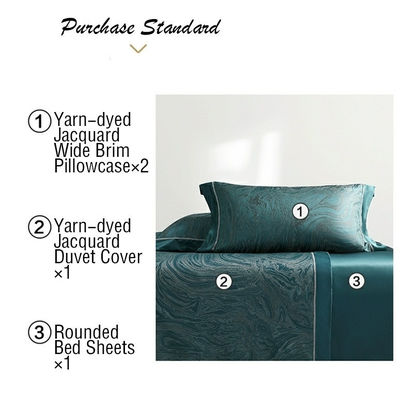 Stampa a schermo rotativo di lusso 19mm cotone di seta Jacquard 4Pcs Quilt Cover Set di biancheria da letto