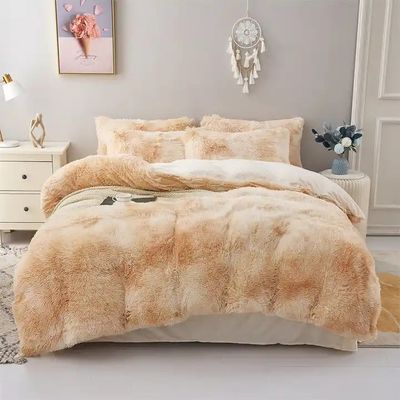 Blu Tie Dye Gradient Shaggy Warm Mink Velvet Bettine Set per Inverno 500TC Regali