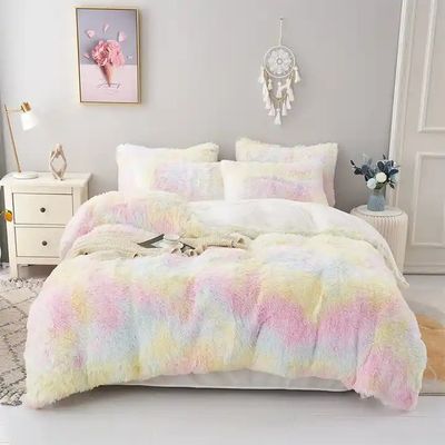 Blu Tie Dye Gradient Shaggy Warm Mink Velvet Bettine Set per Inverno 500TC Regali