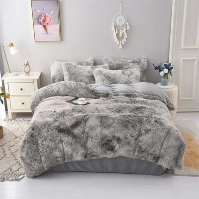 Blu Tie Dye Gradient Shaggy Warm Mink Velvet Bettine Set per Inverno 500TC Regali