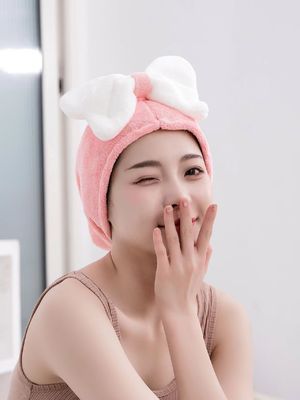 Superfine Fibra Cute Bow Cappuccio per capelli asciutti per tutte le età veloce assorbente Donna asciugamano per capelli