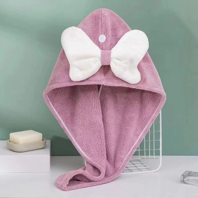 Superfine Fibra Cute Bow Cappuccio per capelli asciutti per tutte le età veloce assorbente Donna asciugamano per capelli
