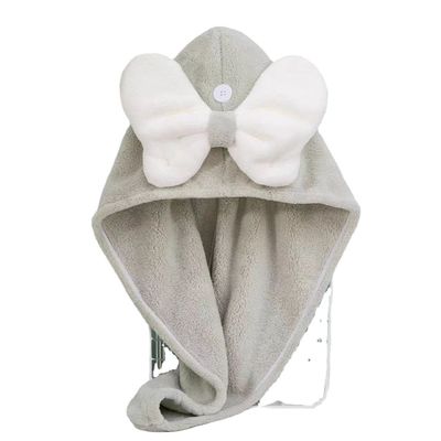 Superfine Fibra Cute Bow Cappuccio per capelli asciutti per tutte le età veloce assorbente Donna asciugamano per capelli