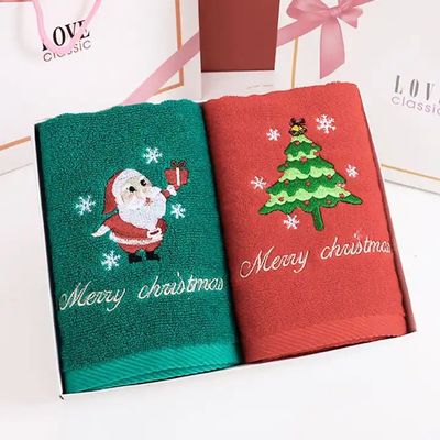 Scatola regalo di Natale 100% cotone Towel Set con disegno a maglia e ricami personalizzati