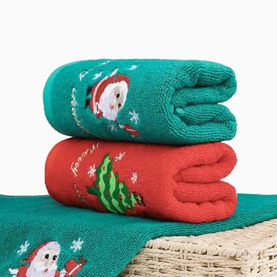 Scatola regalo di Natale 100% cotone Towel Set con disegno a maglia e ricami personalizzati
