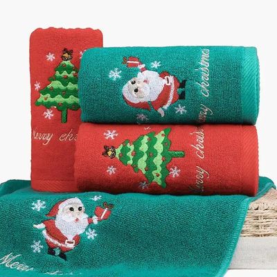 Scatola regalo di Natale 100% cotone Towel Set con disegno a maglia e ricami personalizzati