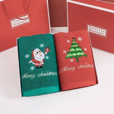 Scatola regalo di Natale 100% cotone Towel Set con disegno a maglia e ricami personalizzati