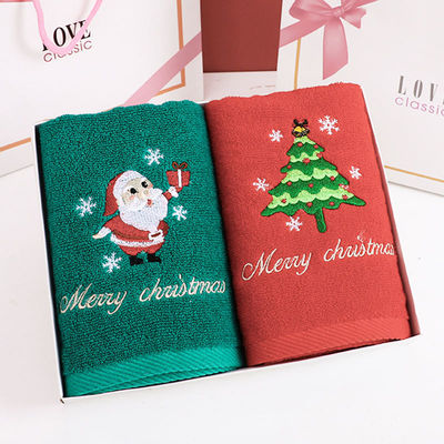Set di asciugamani ricamati per Natale Asciugamani da bagno in cotone al 100% in scatola regalo per tutti