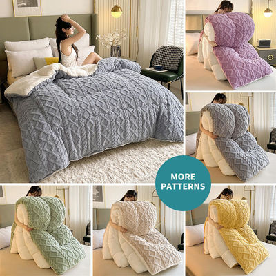 Colore puro Super morbido Jacquard Plaid Spesso Veloce Invernale Piumini di velluto Per Letto King Size