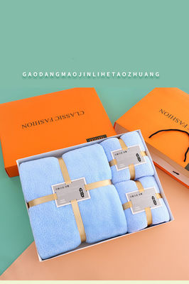Set regalo di asciugamani da bagno da 3 pezzi per adulti Asciugamani in velluto di corallo con scatola e asciugamani in microfibra