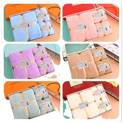 Set regalo di asciugamani da bagno da 3 pezzi per adulti Asciugamani in velluto di corallo con scatola e asciugamani in microfibra