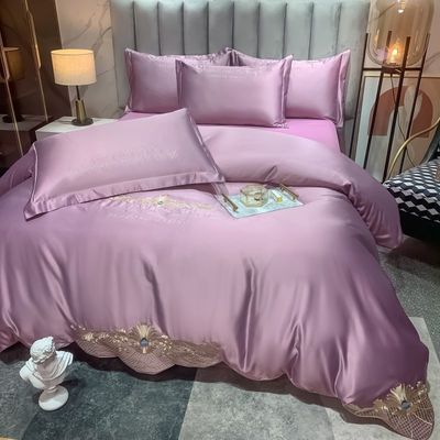 125 grammi ricamo di seta lavata 4 pezzi Set di biancheria da letto King Size Collezioni in stile europeo