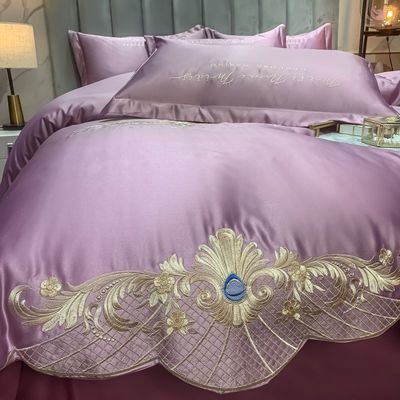 125 grammi ricamo di seta lavata 4 pezzi Set di biancheria da letto King Size Collezioni in stile europeo