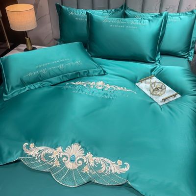 125 grammi ricamo di seta lavata 4 pezzi Set di biancheria da letto King Size Collezioni in stile europeo